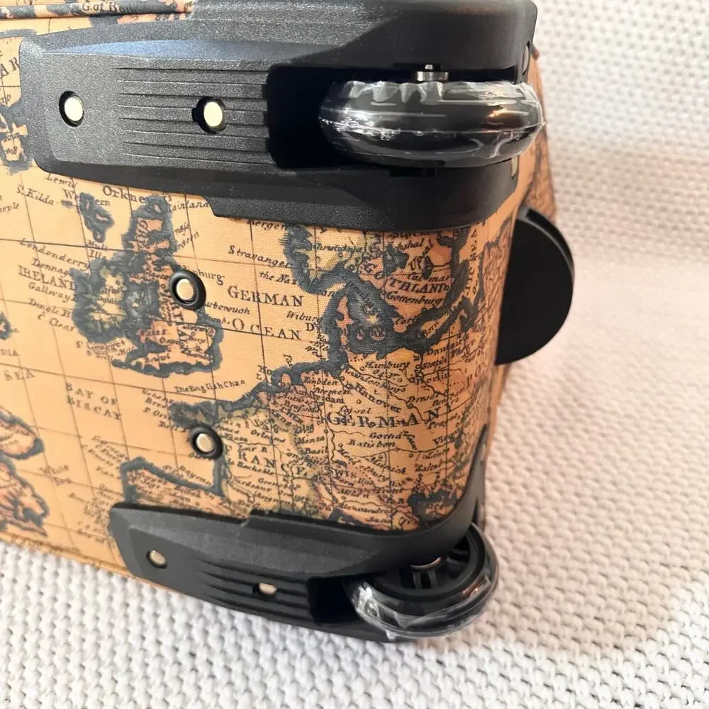 Patricia Nash European Map Tan Yellow Sibillini Small Trolley Overnight NWOT